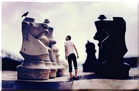 Person on chessboard