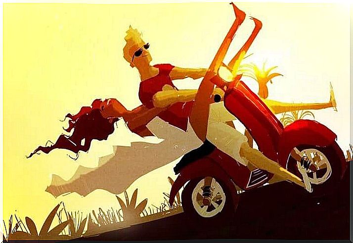 Couple on moped