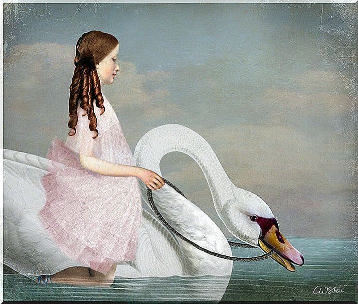 Girl on swan