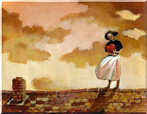 Woman on roof