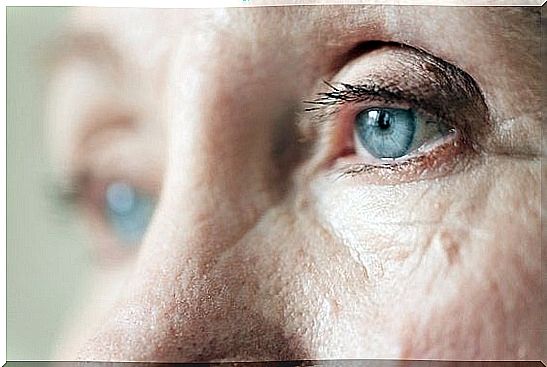 An elderly person's eyes