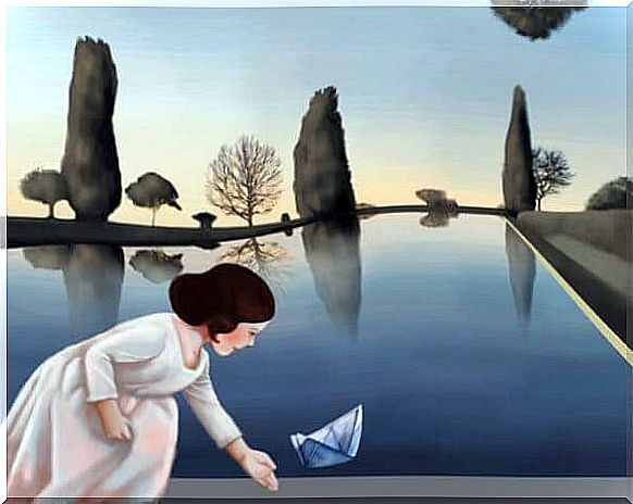 Girl with paper boat