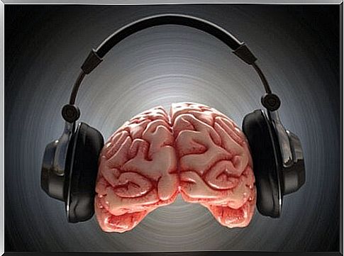 Brain with headphones