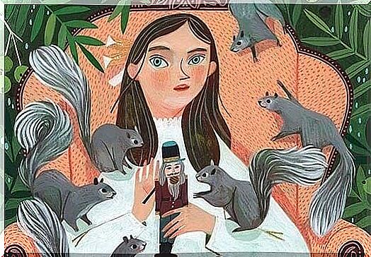 Girl with squirrels