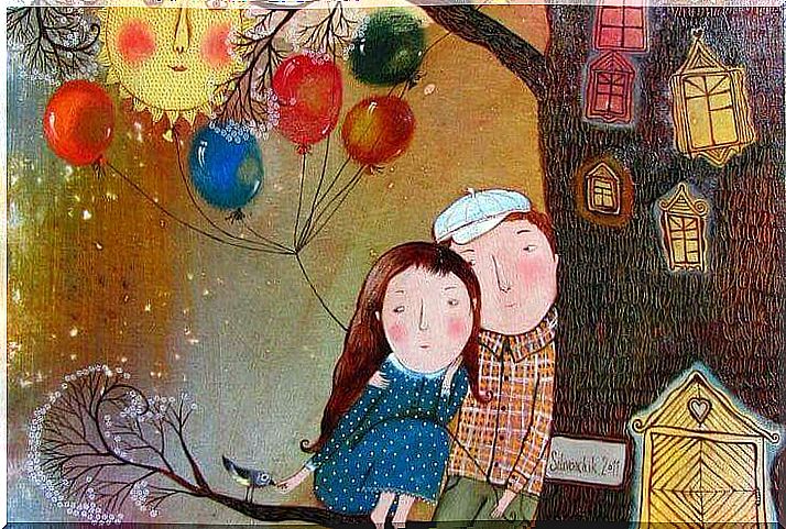Couple with balloons