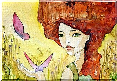 Woman with butterflies