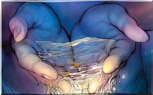 Water in cupped hands